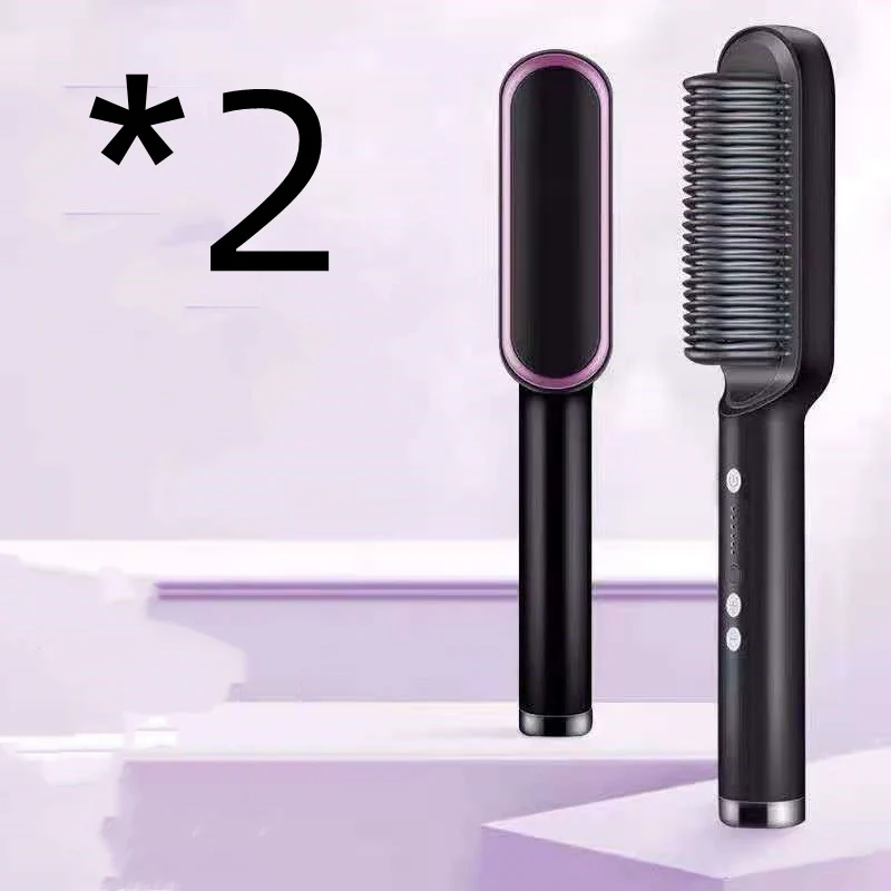 New 2 In 1 Hair Straightener Hot Comb Negative Ion Curling Tong Dual-purpose Electric Hair Brush - Image 11