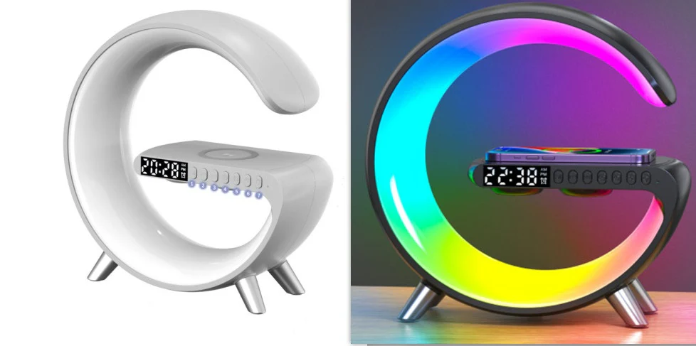 New Intelligent G Shaped LED Lamp Bluetooth Speake Wireless Charger Atmosphere Lamp App Control For Bedroom Home Decor - Image 8