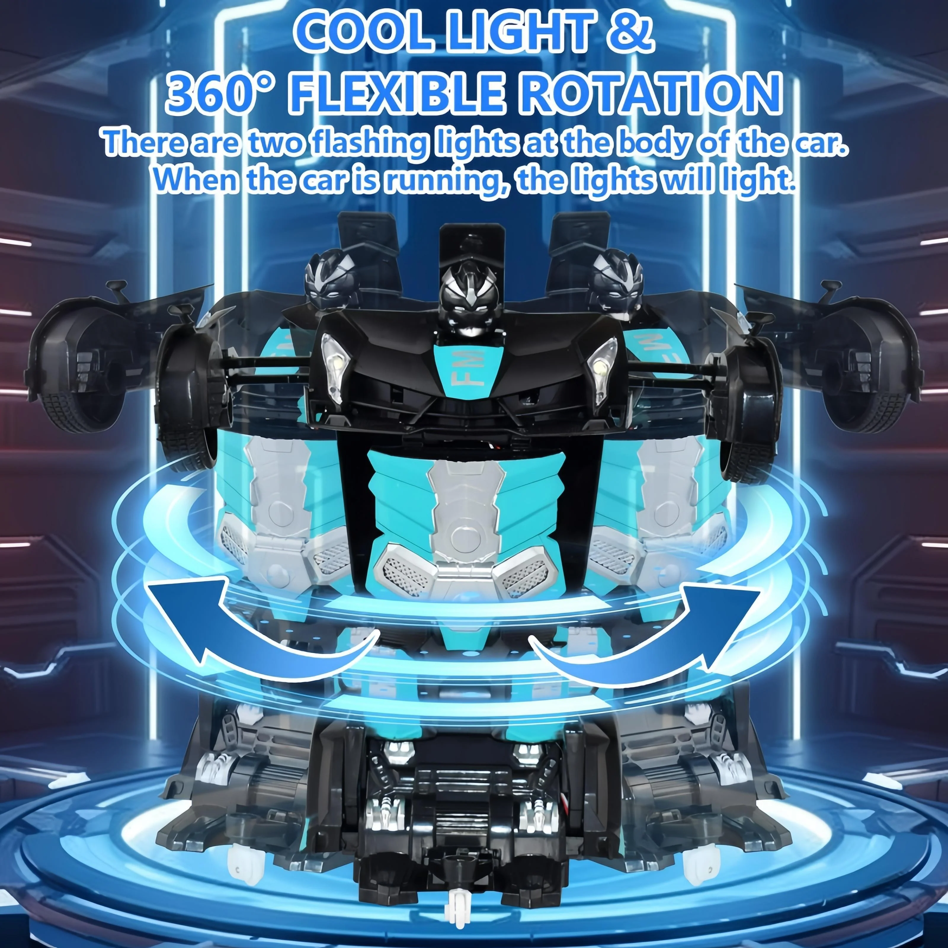 One-Touch Transforming Robot Car Educational Toy With Lights, Sound, Stunt Features, And Omnidirectional Movement,Self-pickup Only. - Image 6