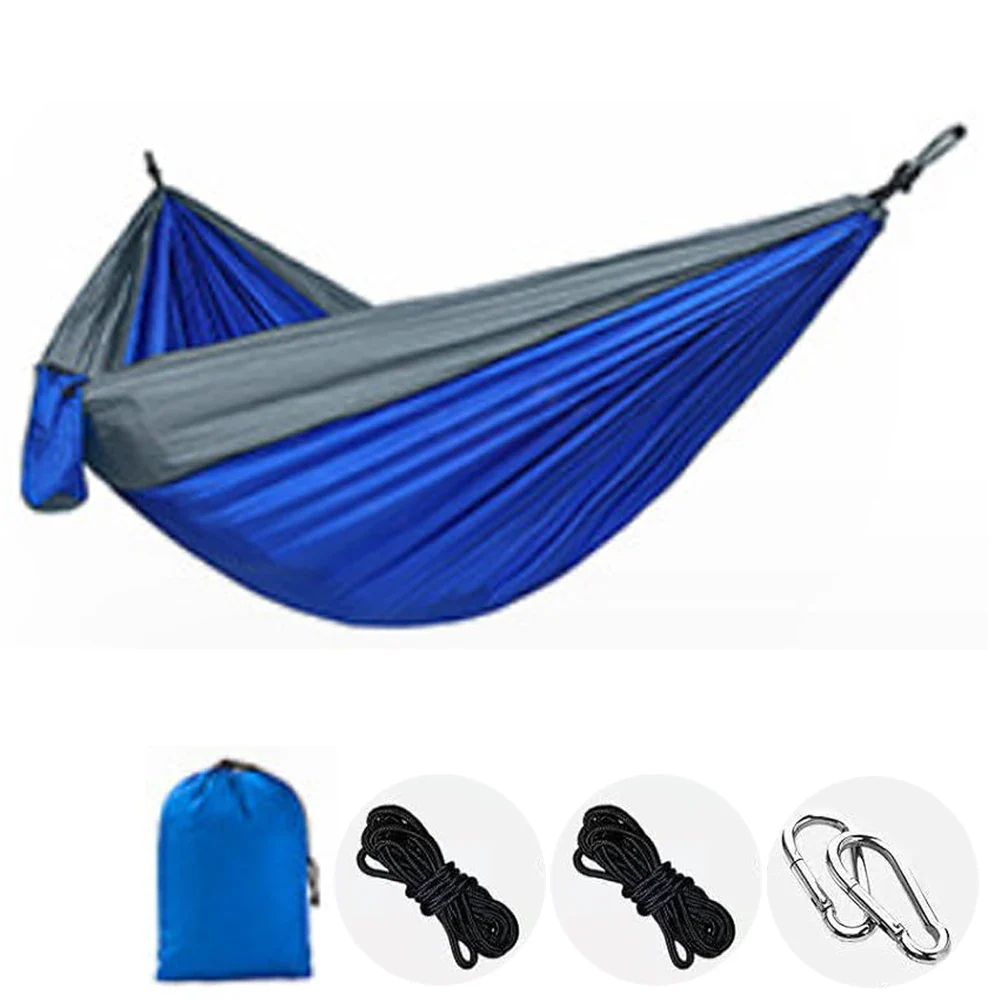 Single Person Portable Outdoor Camping Hammock With Nylon Color Matching Hammock High Strength Parachute Fabric Hanging Bed - Image 12