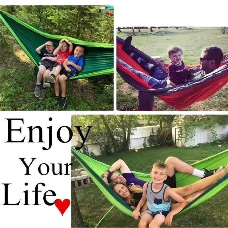 Single Person Portable Outdoor Camping Hammock With Nylon Color Matching Hammock High Strength Parachute Fabric Hanging Bed - Image 22
