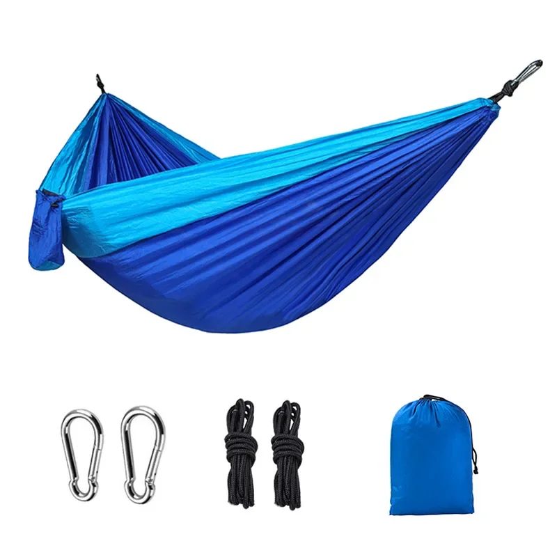 Single Person Portable Outdoor Camping Hammock With Nylon Color Matching Hammock High Strength Parachute Fabric Hanging Bed - Image 23