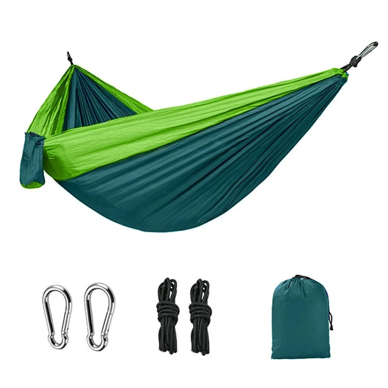Single Person Portable Outdoor Camping Hammock With Nylon Color Matching Hammock High Strength Parachute Fabric Hanging Bed - Image 34