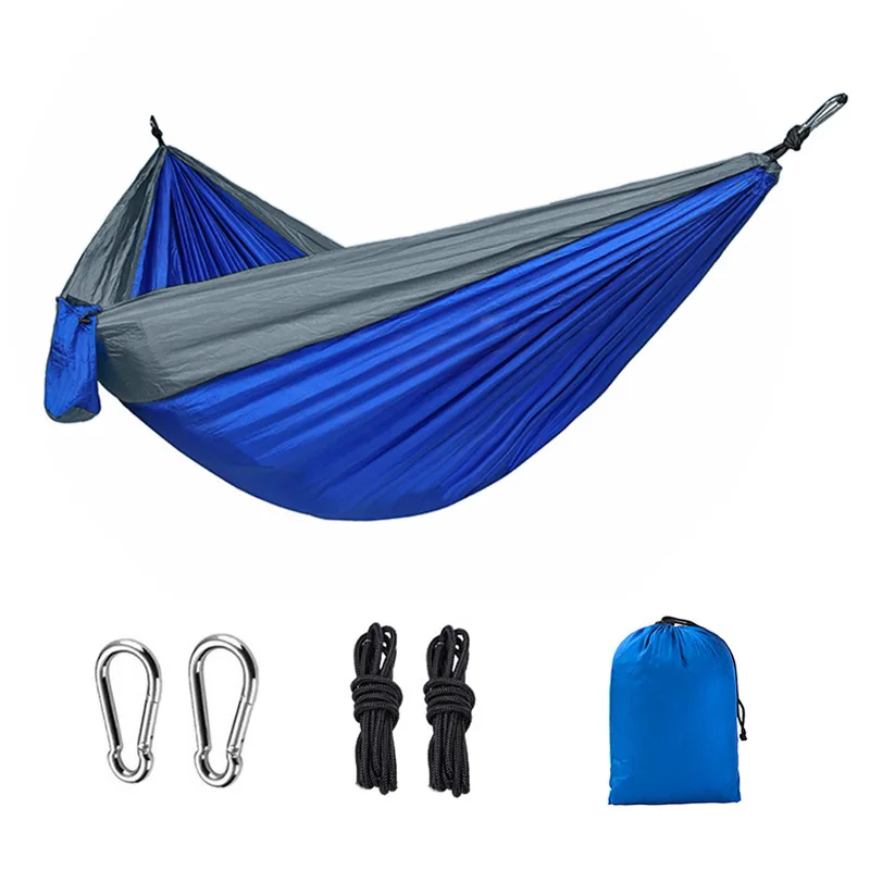 Single Person Portable Outdoor Camping Hammock With Nylon Color Matching Hammock High Strength Parachute Fabric Hanging Bed - Image 36