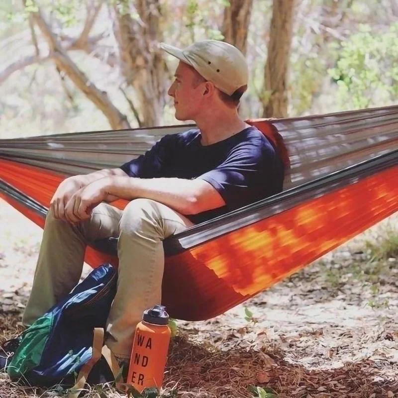 Single Person Portable Outdoor Camping Hammock With Nylon Color Matching Hammock High Strength Parachute Fabric Hanging Bed - Image 46