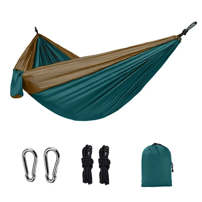Single Person Portable Outdoor Camping Hammock With Nylon Color Matching Hammock High Strength Parachute Fabric Hanging Bed - Image 47