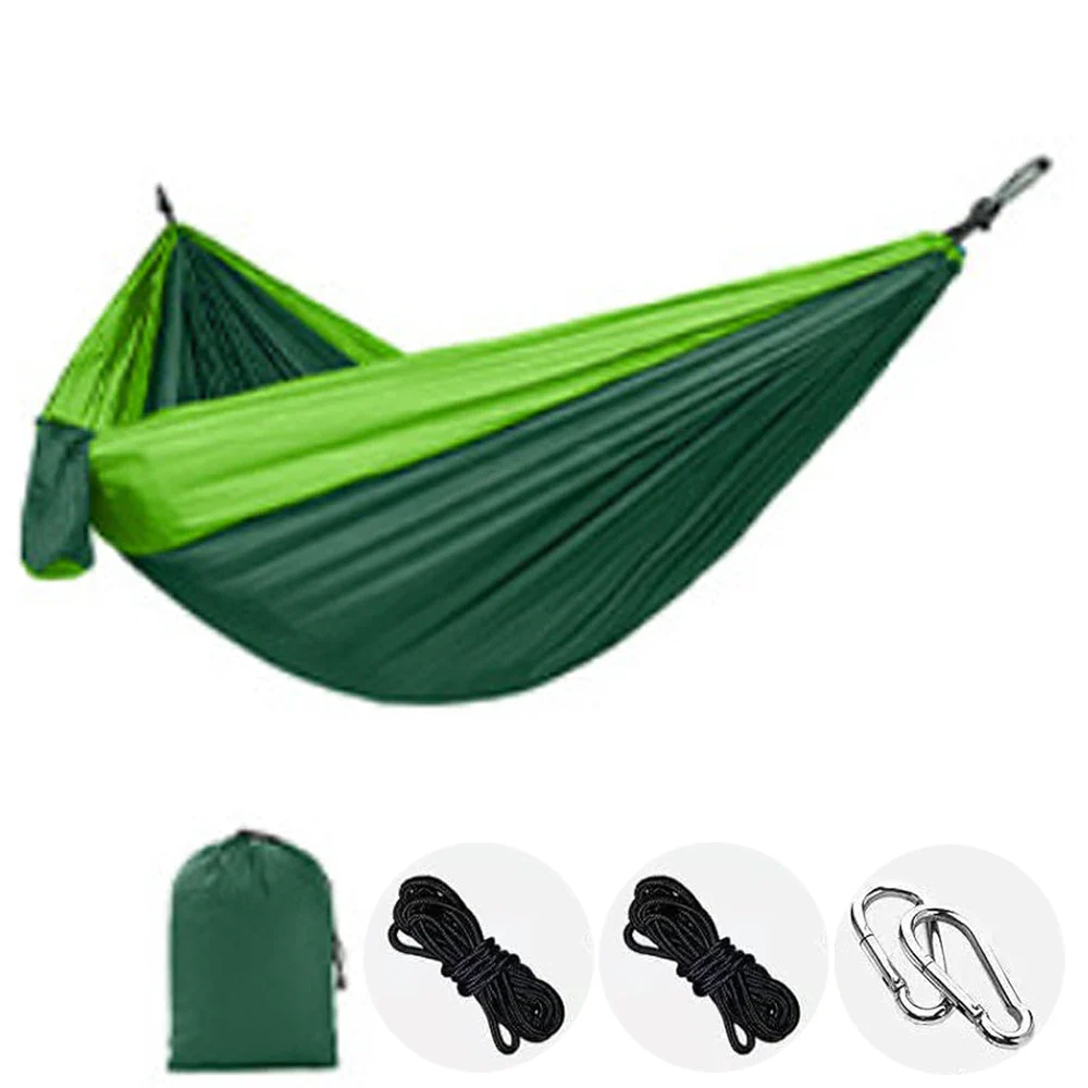Single Person Portable Outdoor Camping Hammock With Nylon Color Matching Hammock High Strength Parachute Fabric Hanging Bed - Image 58