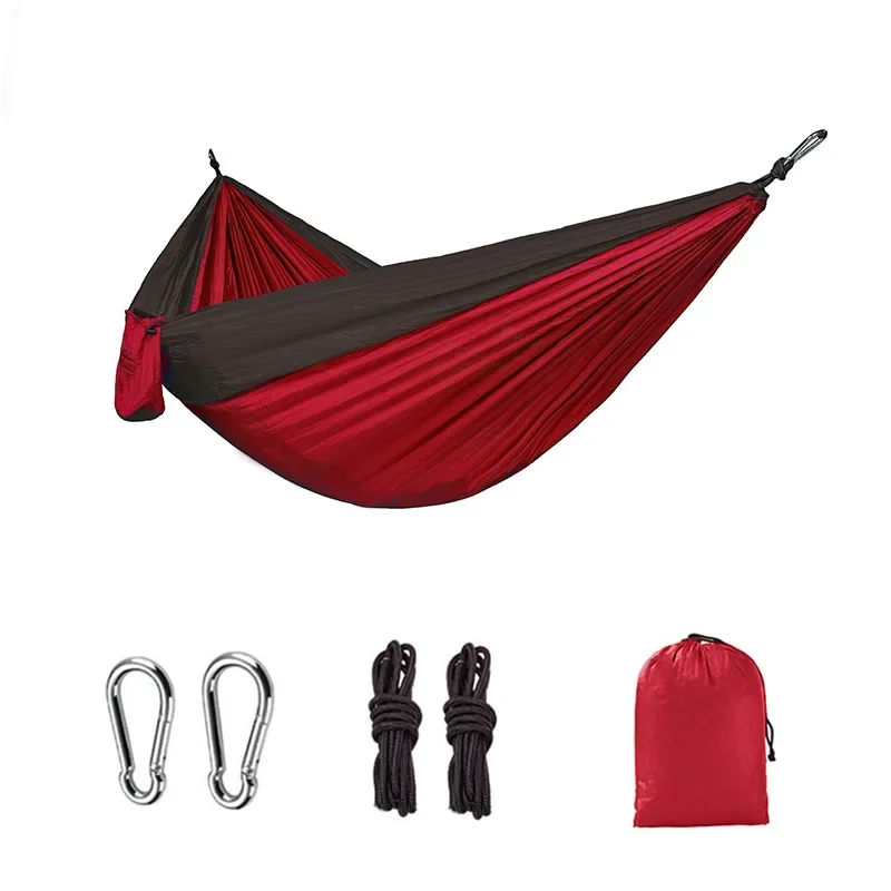 Single Person Portable Outdoor Camping Hammock With Nylon Color Matching Hammock High Strength Parachute Fabric Hanging Bed - Image 64
