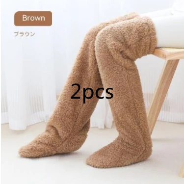 Over Knee High Fuzzy Long Socks Winter Warm Cold Leg Knee Joint Cold-proof Stockings Home Floor Sleeping Socks - Image 10