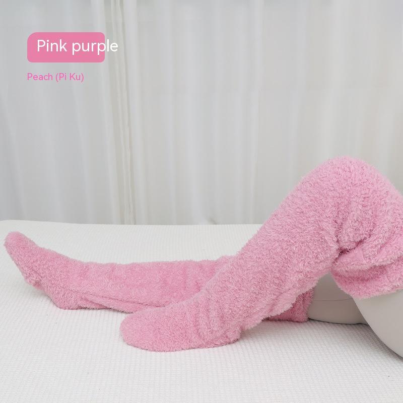 Over Knee High Fuzzy Long Socks Winter Warm Cold Leg Knee Joint Cold-proof Stockings Home Floor Sleeping Socks - Image 17