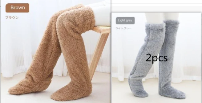 Over Knee High Fuzzy Long Socks Winter Warm Cold Leg Knee Joint Cold-proof Stockings Home Floor Sleeping Socks - Image 19