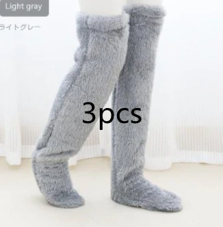 Over Knee High Fuzzy Long Socks Winter Warm Cold Leg Knee Joint Cold-proof Stockings Home Floor Sleeping Socks - Image 2