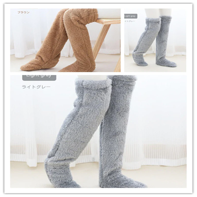 Over Knee High Fuzzy Long Socks Winter Warm Cold Leg Knee Joint Cold-proof Stockings Home Floor Sleeping Socks - Image 21