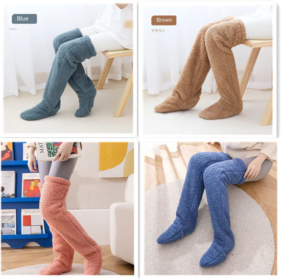 Over Knee High Fuzzy Long Socks Winter Warm Cold Leg Knee Joint Cold-proof Stockings Home Floor Sleeping Socks - Image 28
