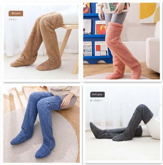 Over Knee High Fuzzy Long Socks Winter Warm Cold Leg Knee Joint Cold-proof Stockings Home Floor Sleeping Socks - Image 29