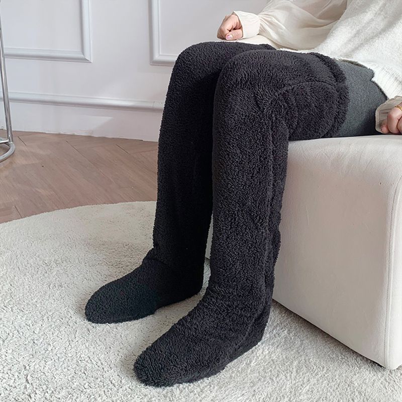 Over Knee High Fuzzy Long Socks Winter Warm Cold Leg Knee Joint Cold-proof Stockings Home Floor Sleeping Socks - Image 3