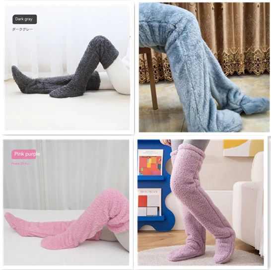 Over Knee High Fuzzy Long Socks Winter Warm Cold Leg Knee Joint Cold-proof Stockings Home Floor Sleeping Socks - Image 30