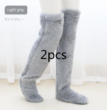 Over Knee High Fuzzy Long Socks Winter Warm Cold Leg Knee Joint Cold-proof Stockings Home Floor Sleeping Socks - Image 32