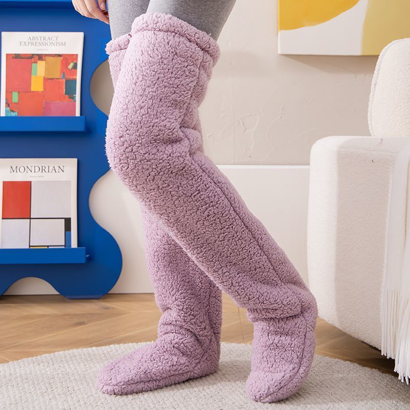 Over Knee High Fuzzy Long Socks Winter Warm Cold Leg Knee Joint Cold-proof Stockings Home Floor Sleeping Socks - Image 34