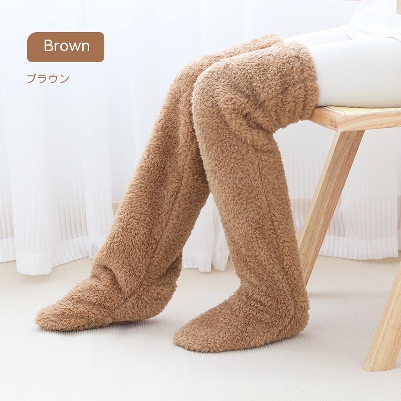 Over Knee High Fuzzy Long Socks Winter Warm Cold Leg Knee Joint Cold-proof Stockings Home Floor Sleeping Socks - Image 9