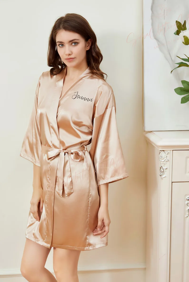 Personalized Name Bridesmaid Robes Bride Gift Bride Robe Gift Satin Robe Bride Dressing Gown Bridal Party Robes Wedding Robe - Image 129