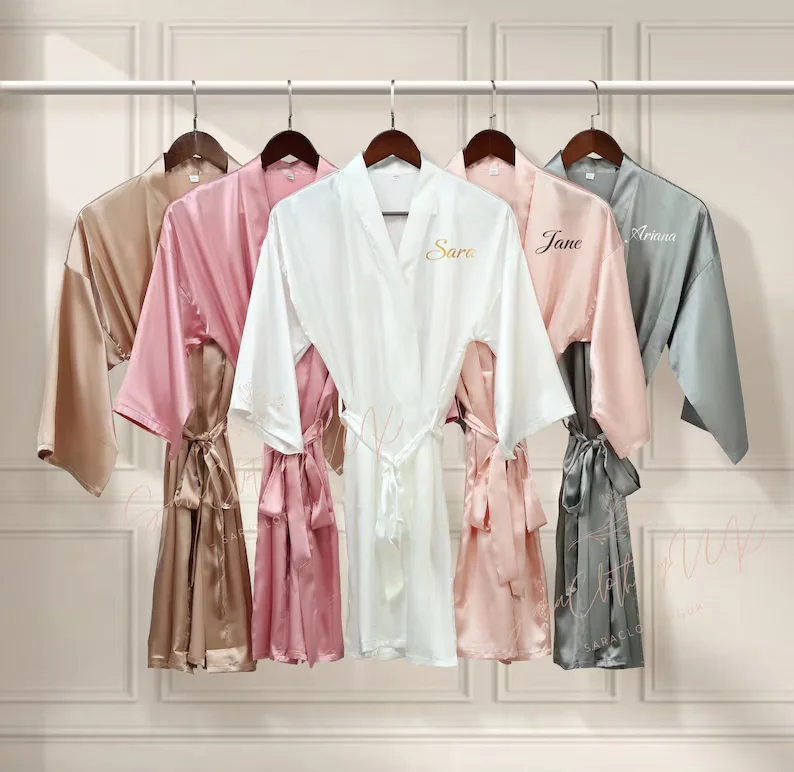 Personalized Name Bridesmaid Robes Bride Gift Bride Robe Gift Satin Robe Bride Dressing Gown Bridal Party Robes Wedding Robe - Image 134