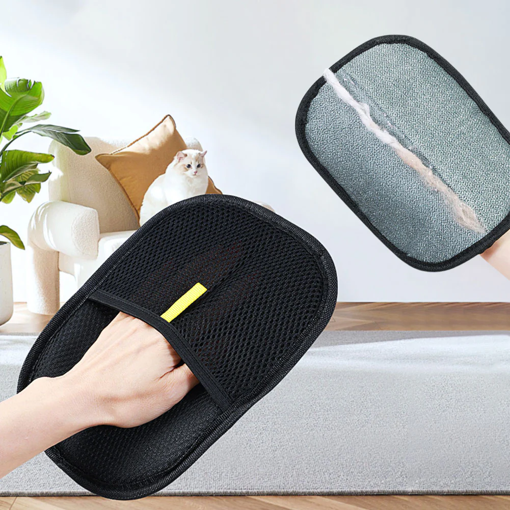 Pet Hair Remover Mitt Pet Hair Remover Gloves Deshedding Brush Glove For Dog Cat Rabbit With Long Short Curly Hair - Image 2