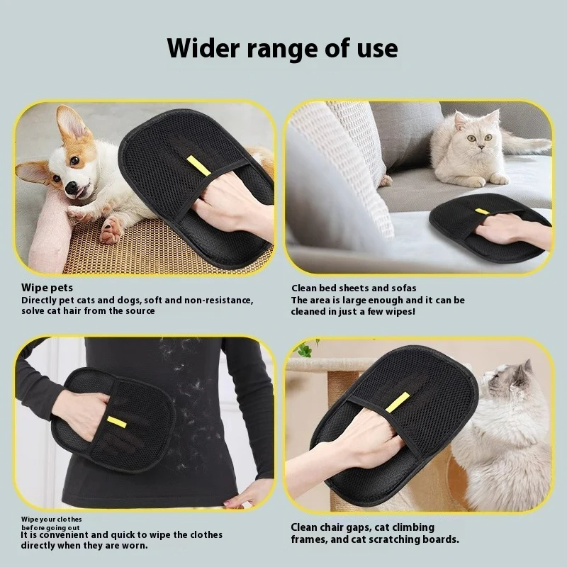 Pet Hair Remover Mitt Pet Hair Remover Gloves Deshedding Brush Glove For Dog Cat Rabbit With Long Short Curly Hair - Image 8