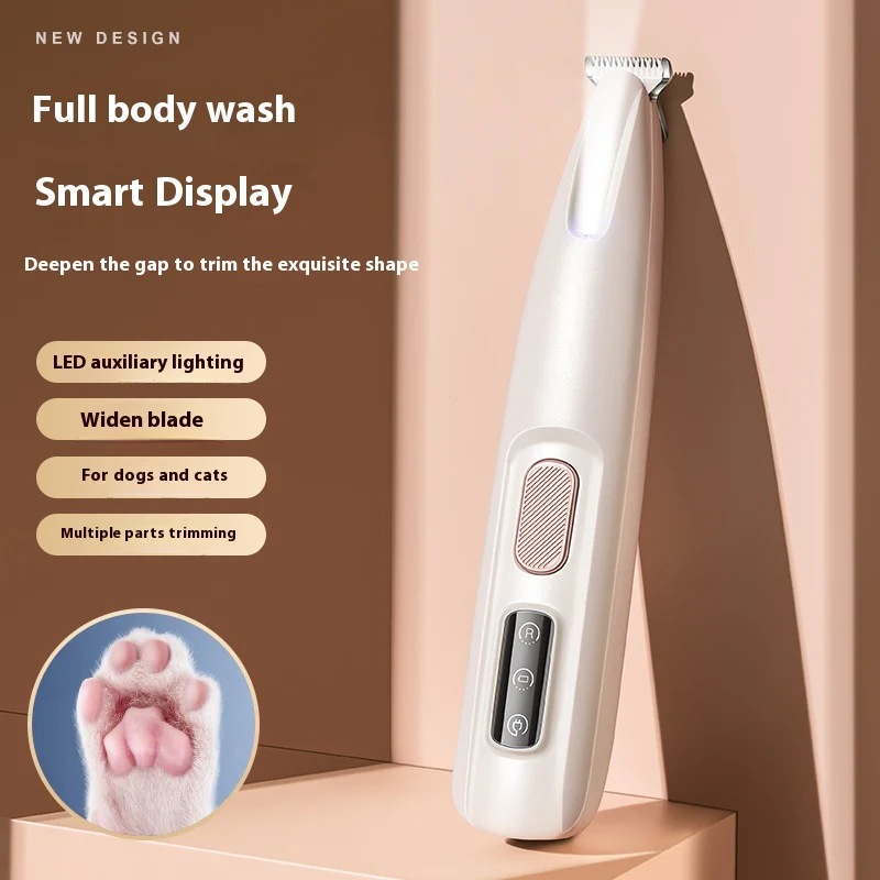 Pets Dog Paw Trimmer With LED Light Fully Waterproof Pet Hair Trimmer With LED Display Dog Clippers For Grooming Widen Blade - Image 6
