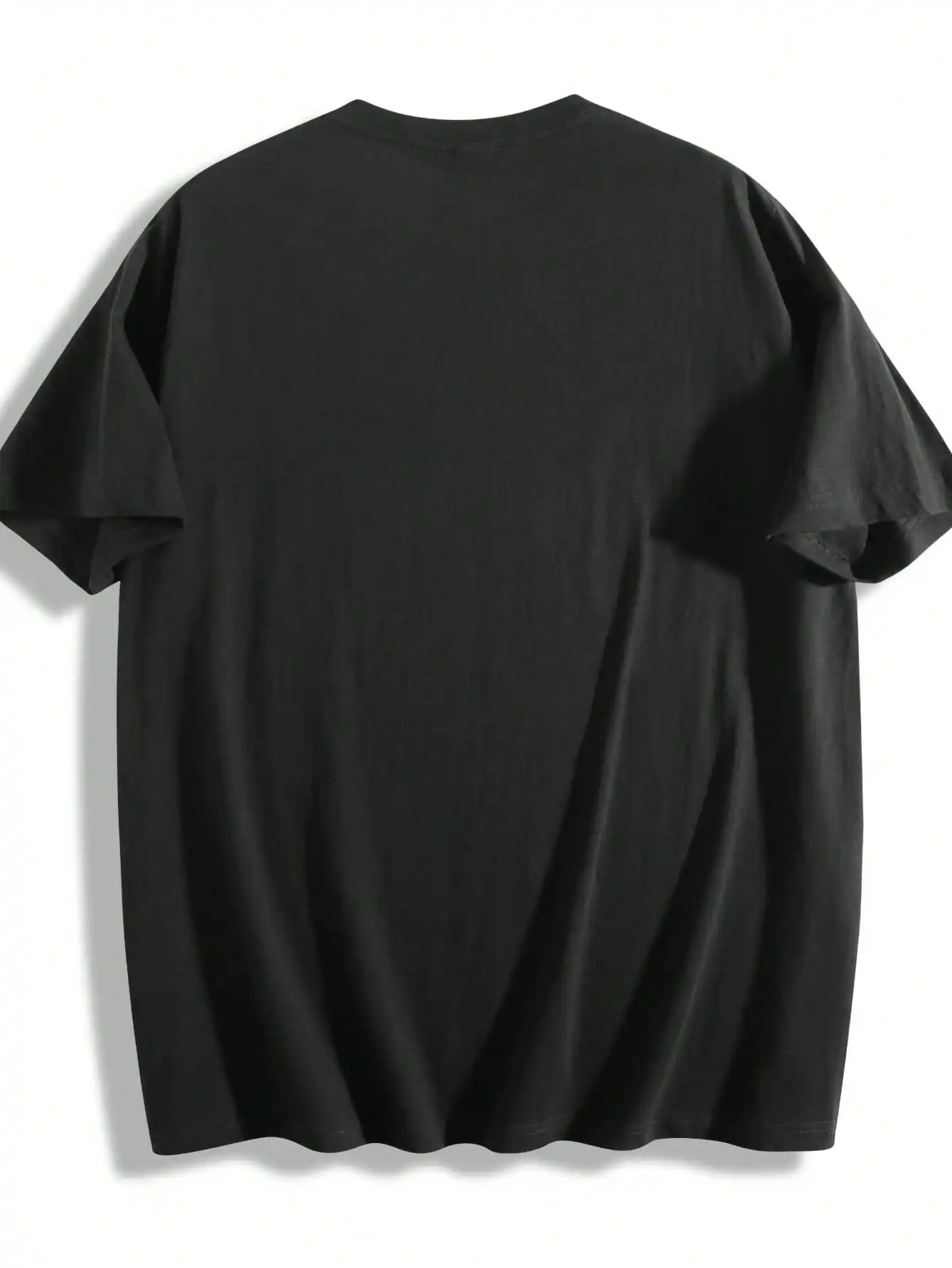 Plus Size Men's T-Shirt, Black Pure Cotton Crew Neck, Suitable for Outdoor Wear in Spring and Summer, Casual and Comfortable - Image 3