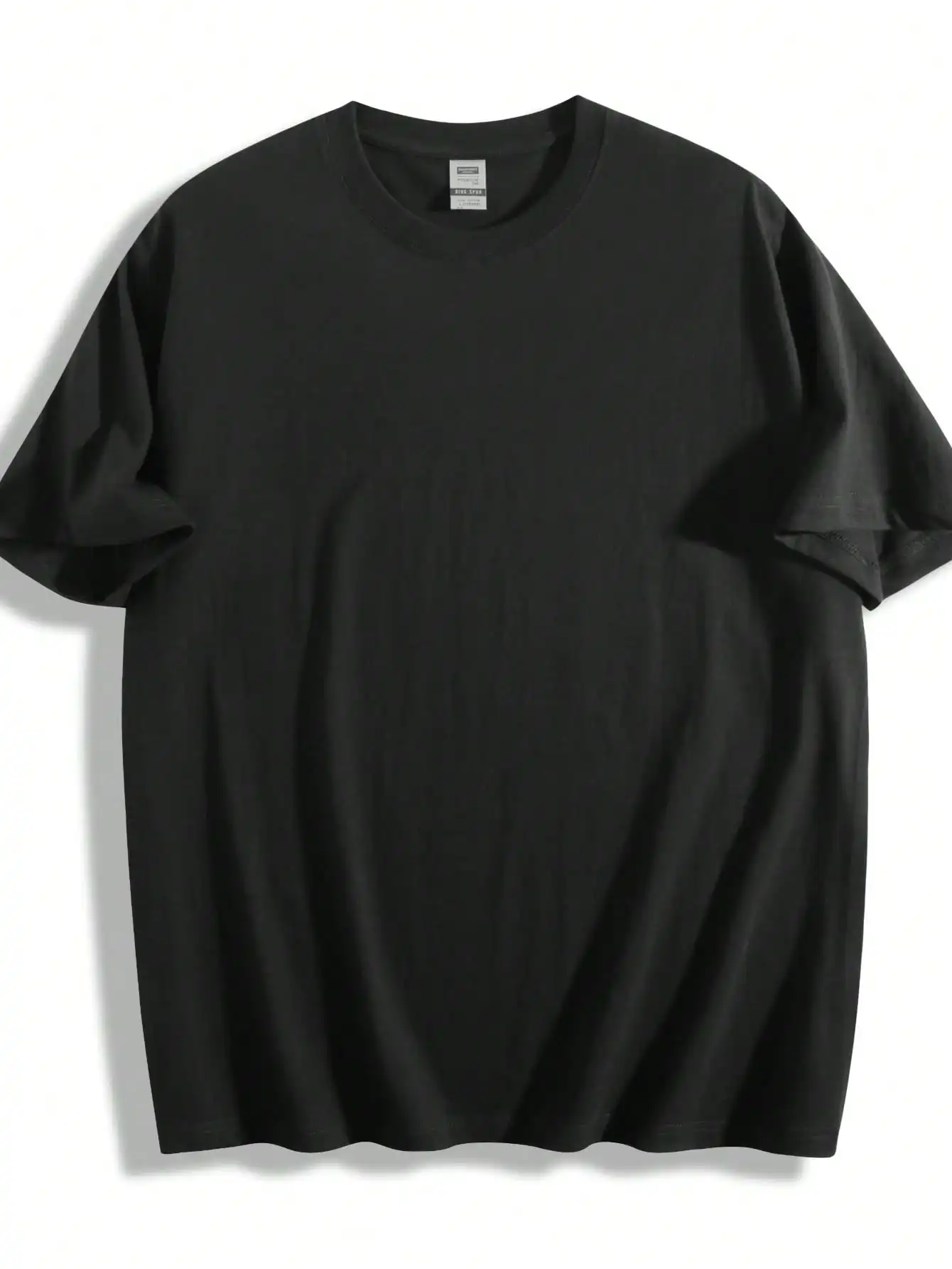Plus Size Men's T-Shirt, Black Pure Cotton Crew Neck, Suitable for Outdoor Wear in Spring and Summer, Casual and Comfortable - Image 5