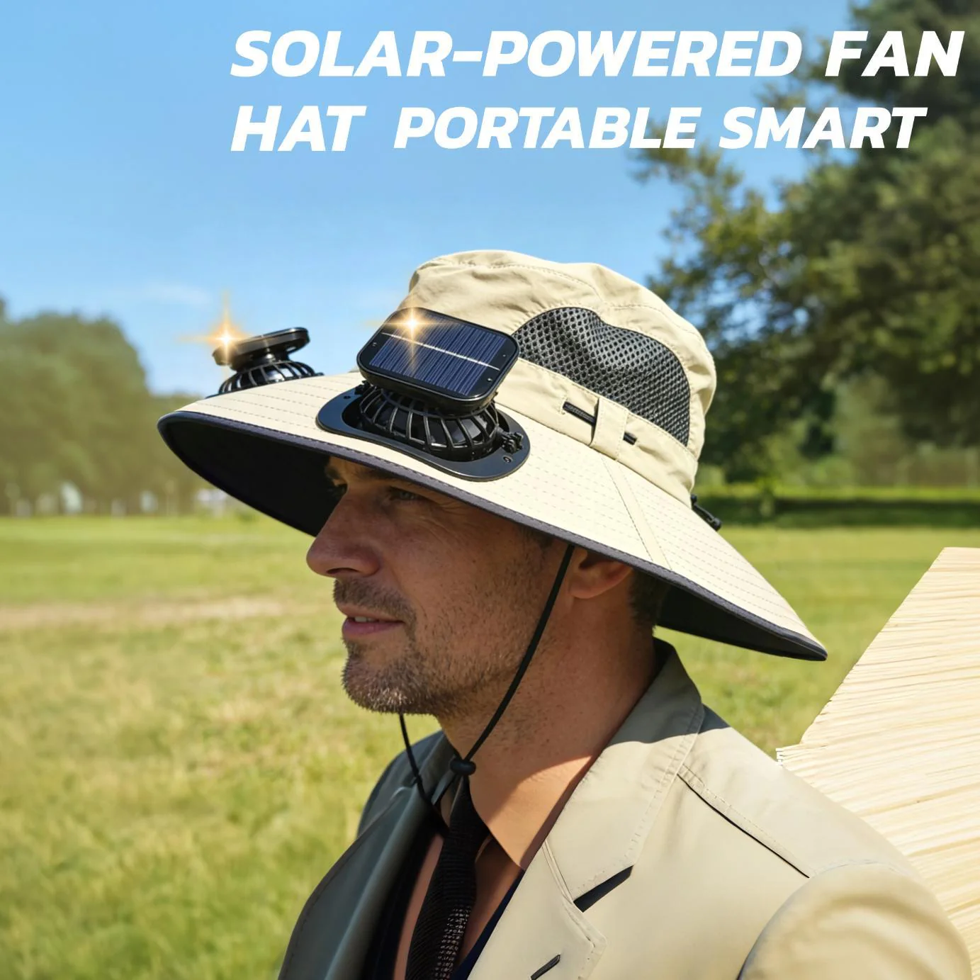 Portable Outdoor Sun Hat With Built-in Cooling Fan Wearable Design, Ideal For Outdoor Activities - Image 3