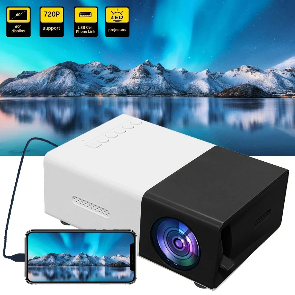 Portable Wired Mobile Phone Projector With Extendable Stand, LED Mini Home Video Device, 1080p HD Screen, USB SD AV HD - Image 6