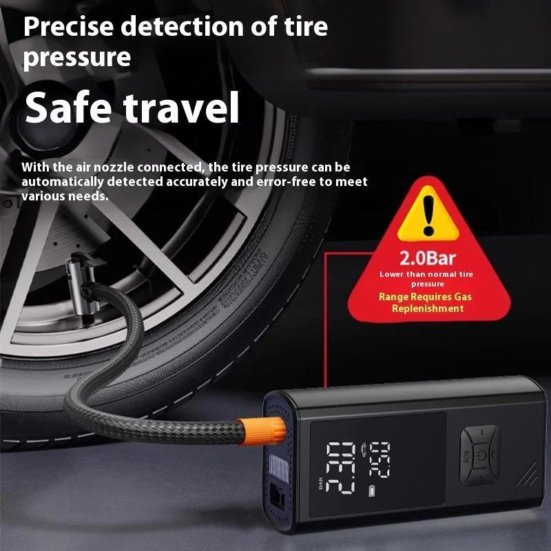 Portable Wireless Car Tire Inflator Suitable For Cars, Motorcycles, Bicycles, And Sports Balls Features Digital Pressure Gauge, Auto-Shutoff, Faster Inflation, Self-pickup Only - Image 3