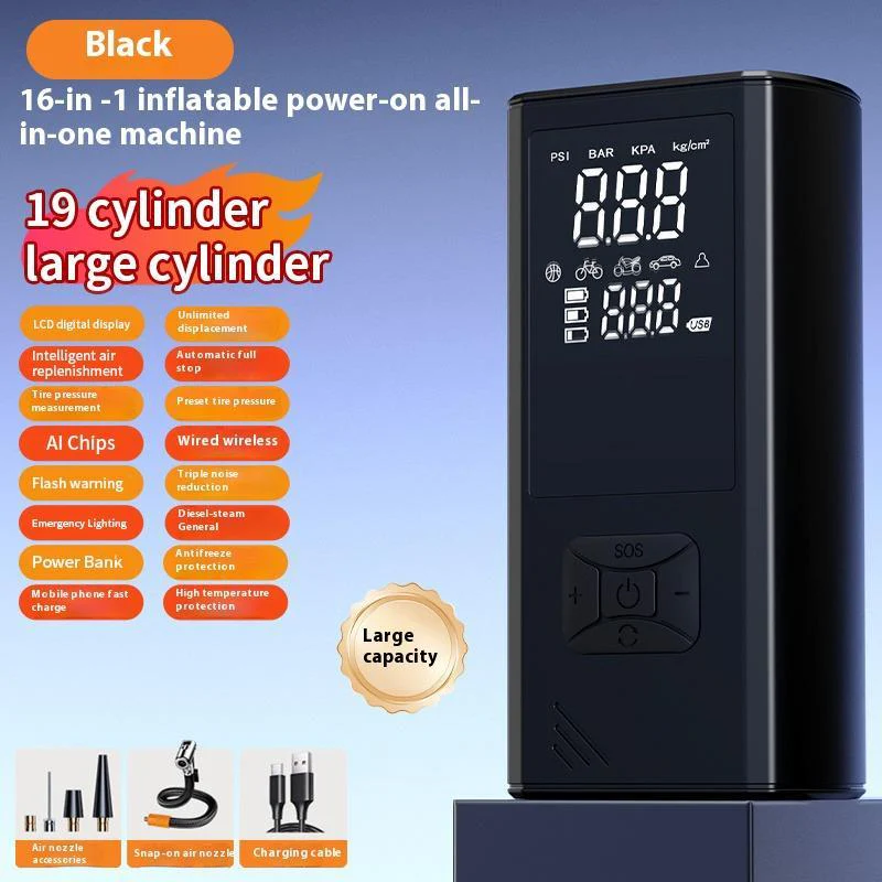 Portable Wireless Car Tire Inflator Suitable For Cars, Motorcycles, Bicycles, And Sports Balls Features Digital Pressure Gauge, Auto-Shutoff, Faster Inflation, Self-pickup Only - Image 5
