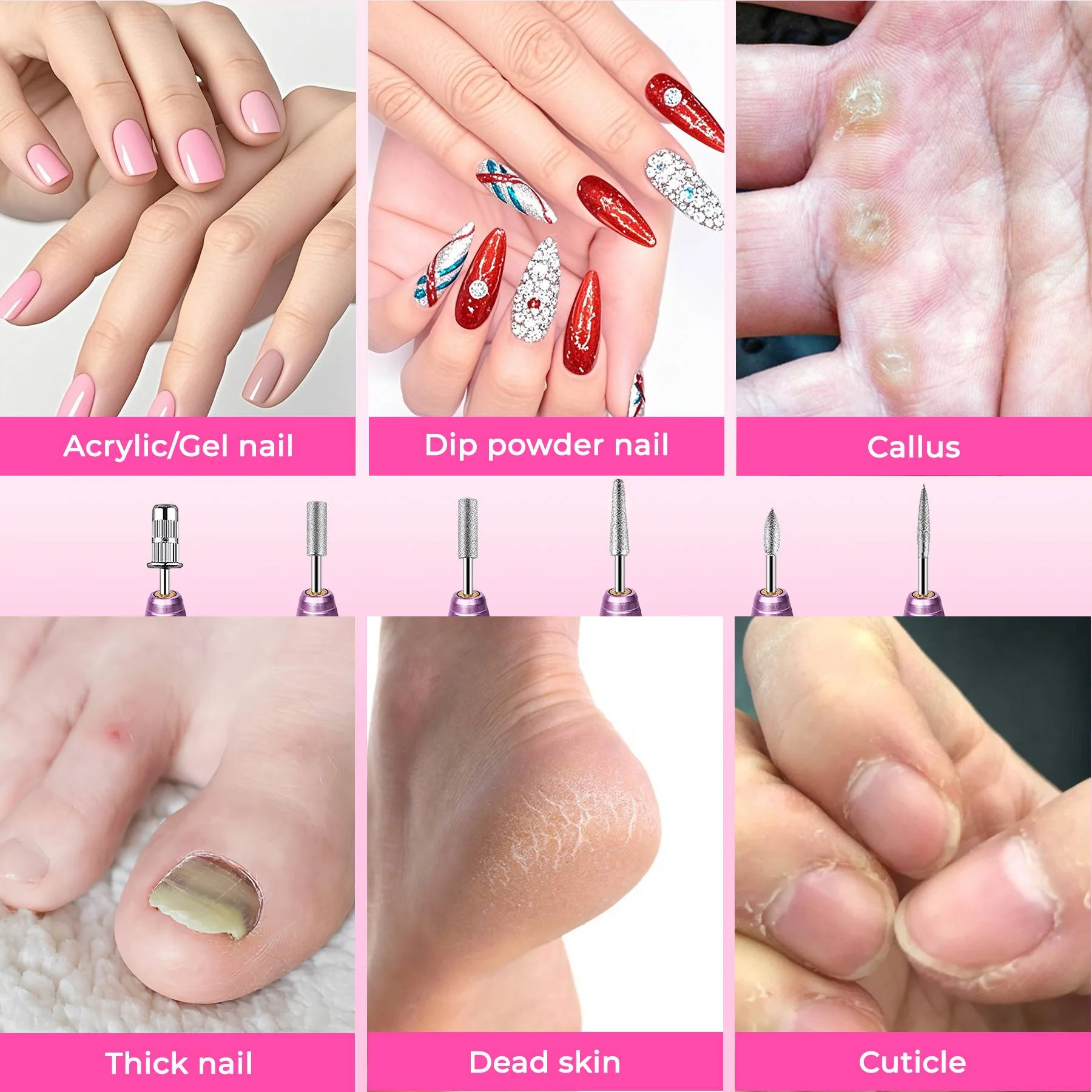 Professional Portable Electric Nail File Kit, Manicure With Nail Drill Bits - Image 5