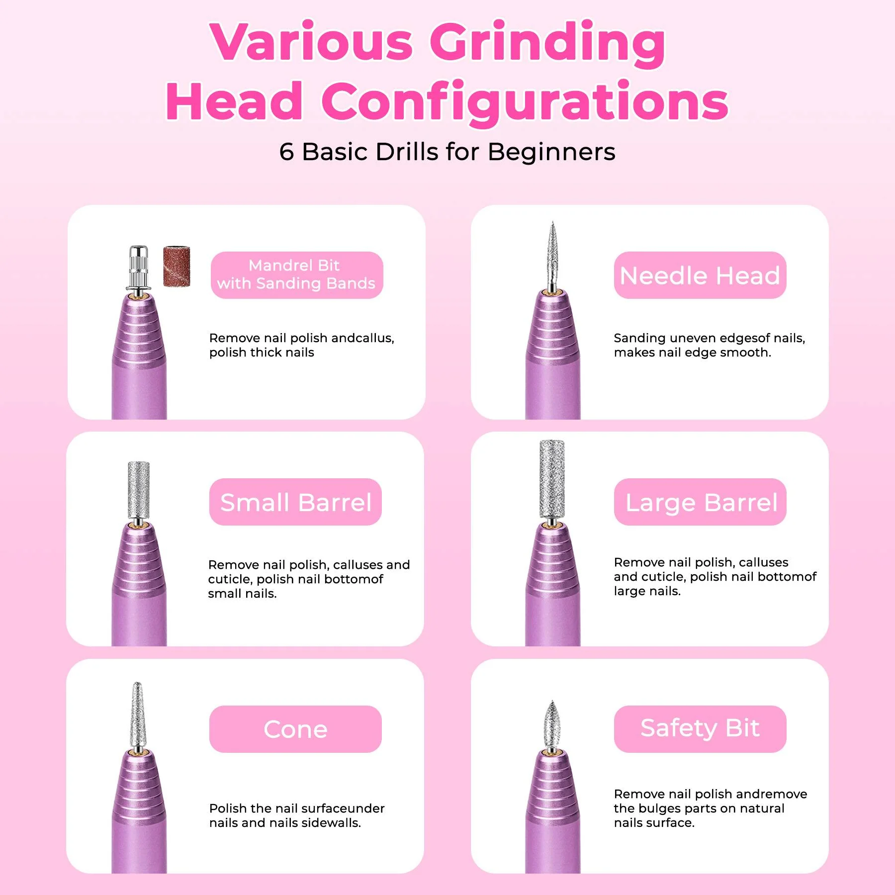 Professional Portable Electric Nail File Kit, Manicure With Nail Drill Bits - Image 7