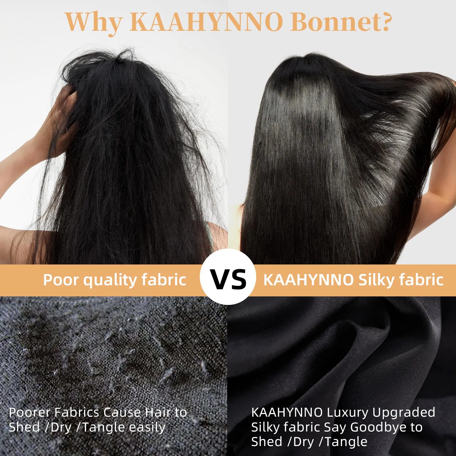 Silk Bonnet For Sleeping Women, Satin Hair Bonnet For Sleeping For Wavy Curly Natural Hair Women Men - Black - Image 6