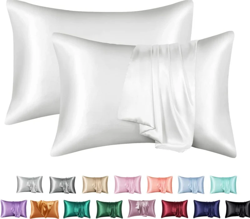 Silk Solid Color Satin Pillowcase Envelope Pillow - Image 12