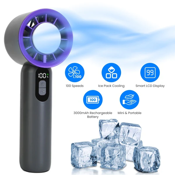 Speed Handheld Cooling Fan With Superconducting Ice Pack, 3000mAh Rechargeable Portable Mini Air Cooler With LCD Display For Summer Outdoor Travel - Image 10