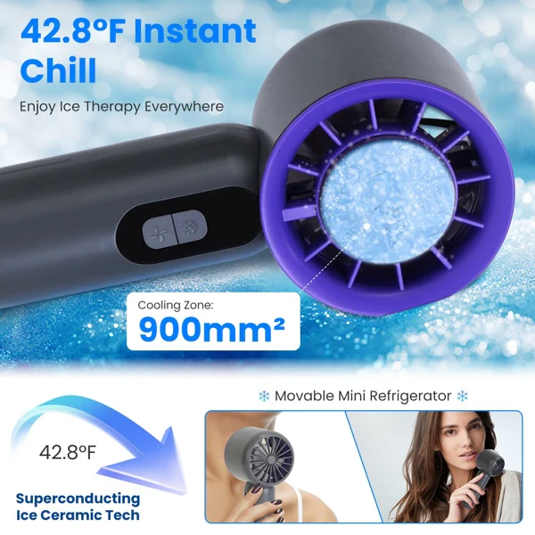 Speed Handheld Cooling Fan With Superconducting Ice Pack, 3000mAh Rechargeable Portable Mini Air Cooler With LCD Display For Summer Outdoor Travel - Image 9