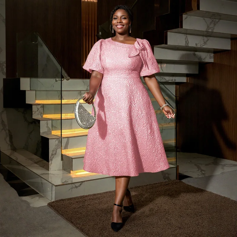 Spring Summer plus Size Jacquard Dress A-Line Fashion Party Banquet Temperament 2025 New Arrivals - Image 35