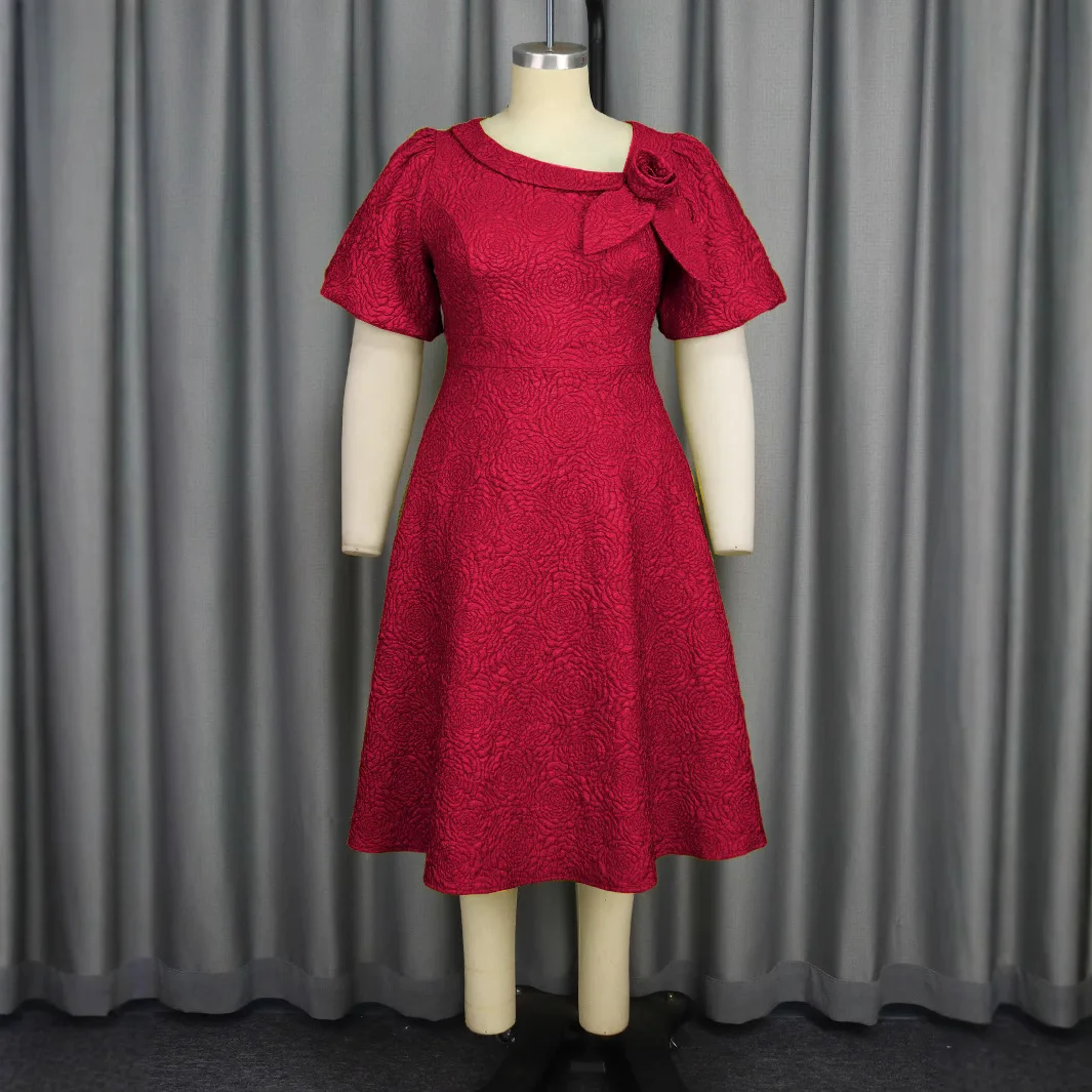 Spring Summer plus Size Jacquard Dress A-Line Fashion Party Banquet Temperament 2025 New Arrivals - Image 9