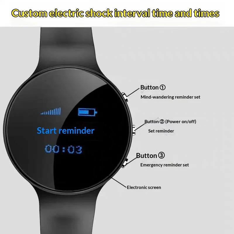 Student Alarm Clock Watch Silent Electric Shock Vibration Wake-up Pulse Bracelet - Image 2