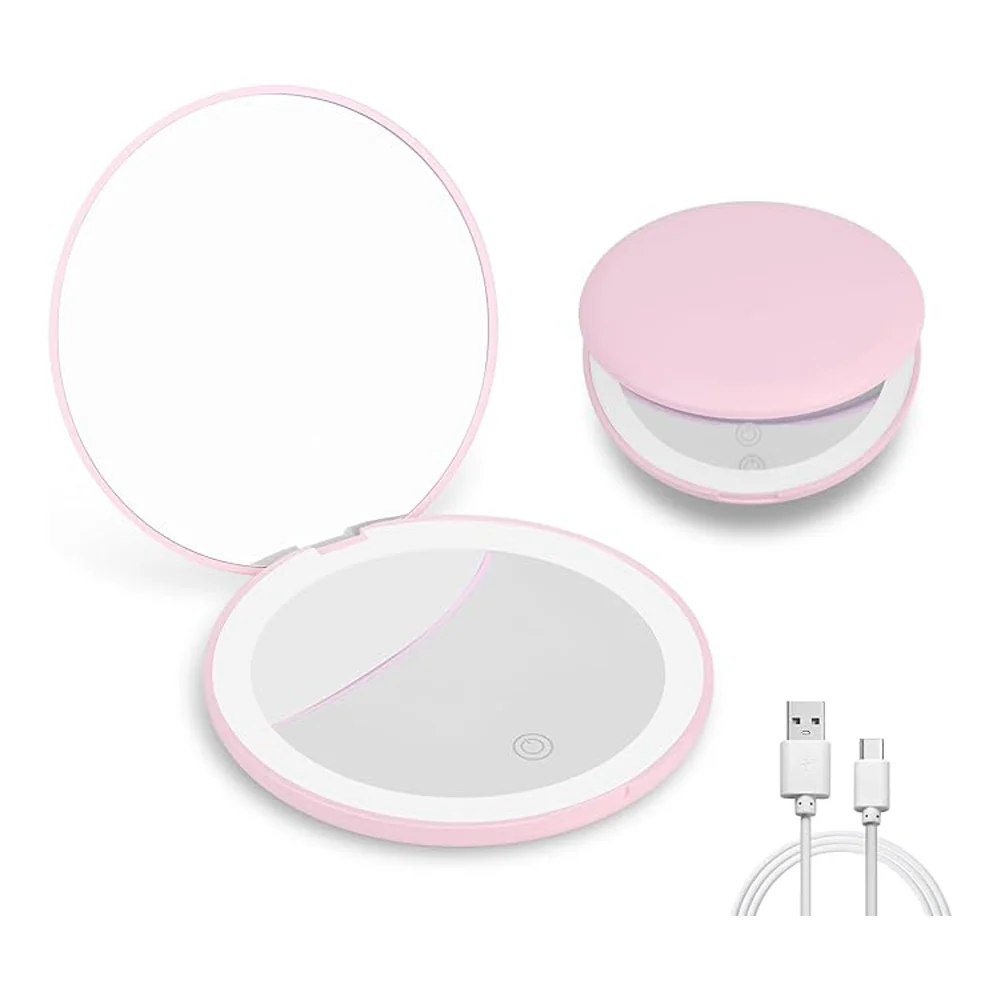 Travel Makeup Mirror With LED Light, Magnifying Mirror With Light Perfect Wife Birthday Gift Ideas, 3.5 Inches 2 Side Compact Mirror Portable For Handbag, Purse, Pocket - Image 10