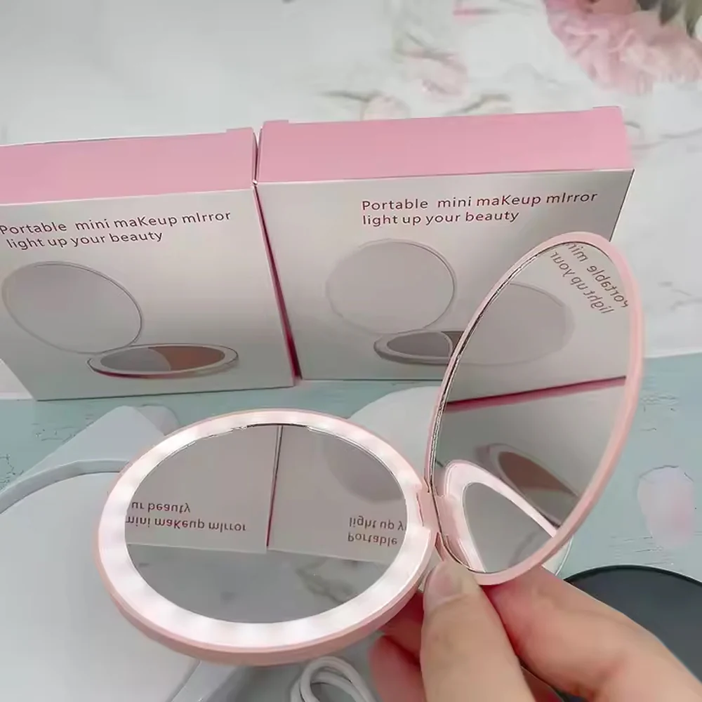 Travel Makeup Mirror With LED Light, Magnifying Mirror With Light Perfect Wife Birthday Gift Ideas, 3.5 Inches 2 Side Compact Mirror Portable For Handbag, Purse, Pocket - Image 3