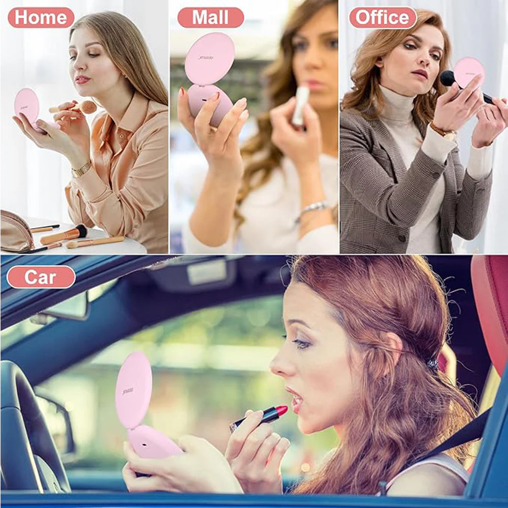Travel Makeup Mirror With LED Light, Magnifying Mirror With Light Perfect Wife Birthday Gift Ideas, 3.5 Inches 2 Side Compact Mirror Portable For Handbag, Purse, Pocket - Image 6