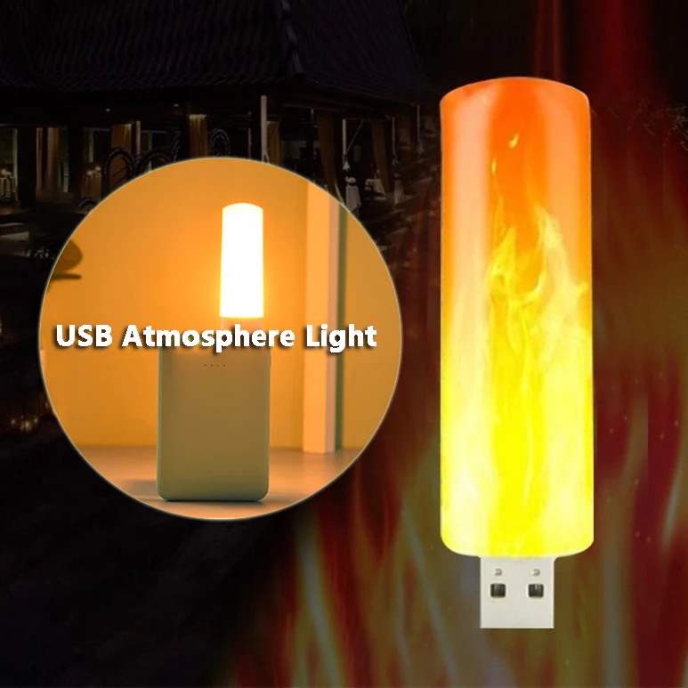 USB Atmosphere Light LED Flame Flashing Candle Lights - Image 3