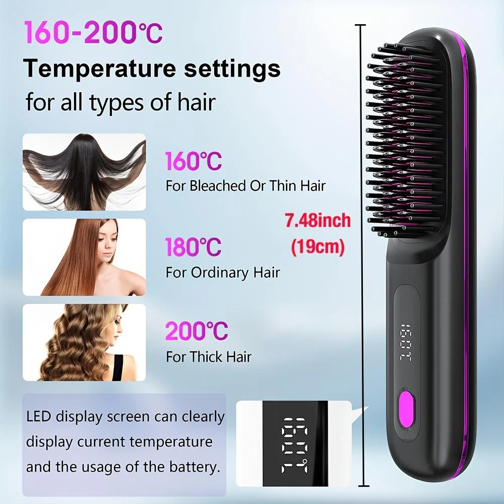 USB Wireless Household Electric Hair Straightening Comb For Both Straightening And Curling Without Damaging Hair - Image 3
