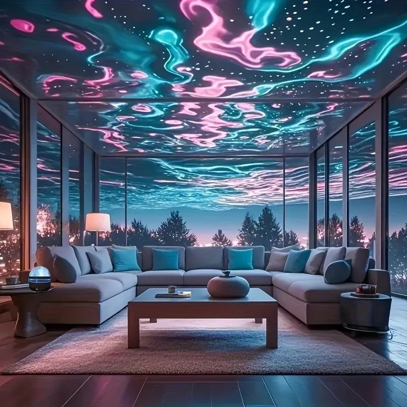 Water Ripple Effect Ambient Projection Light - USB-C & Battery-Powered LED Starry Sky Lighting With Remote Control, Color-Changing Mood Light For Bedroom And Living Room, Festival Gift - Image 7